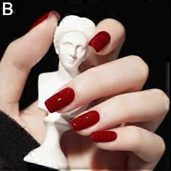 Burgundy Almond Pointed False Nails