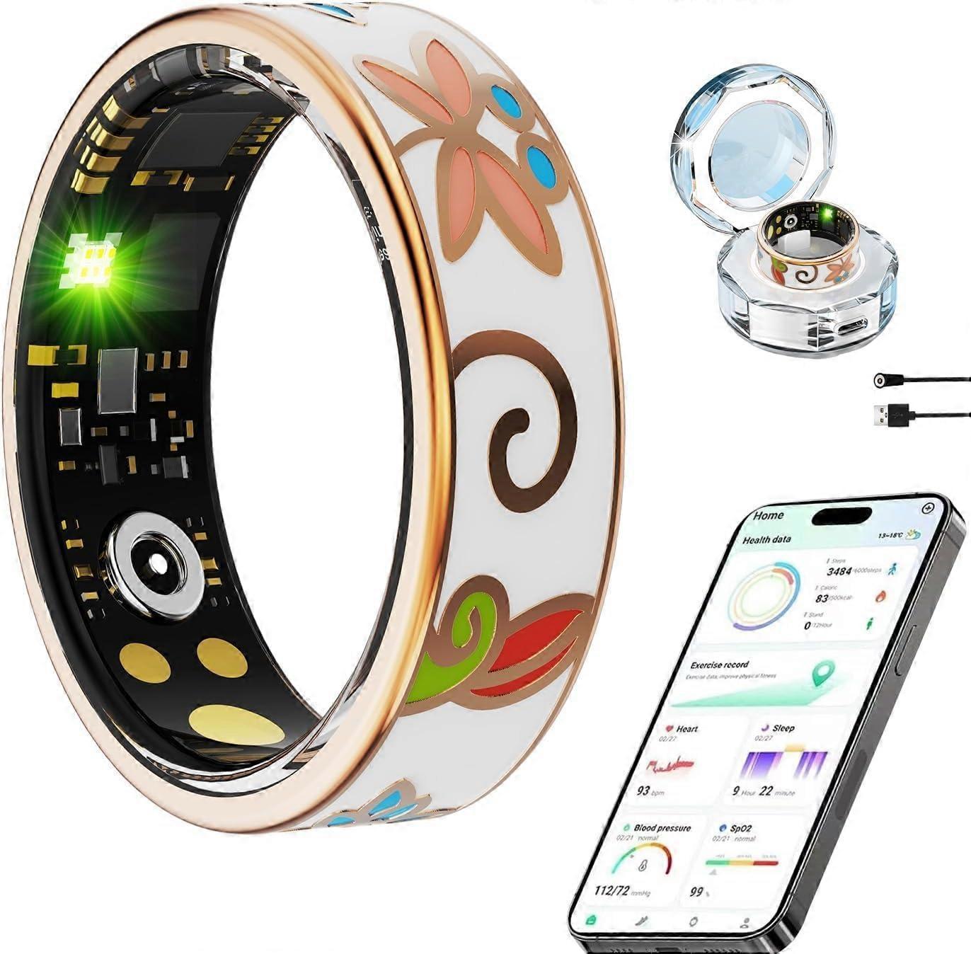 Smart Ring Size 13# IP68 Waterproof No Subscription Fee Compatible with iPhone and Android