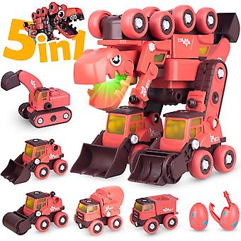 86 Pcs Construction Vehicle Take Apart Dinosaur Toys,5-in-1 Transform Building Toys