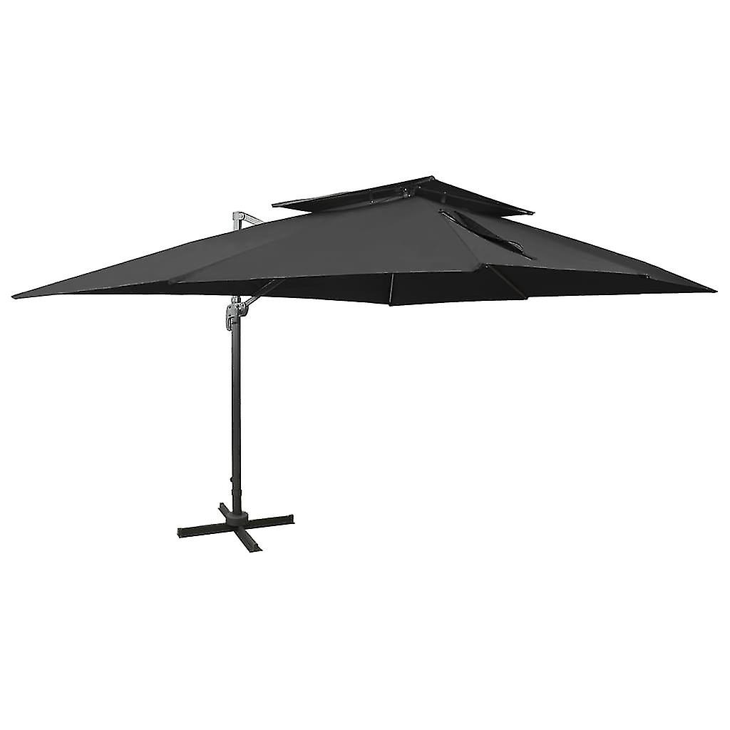 Cantilever Umbrella With Double Top Black 400x300 Cm