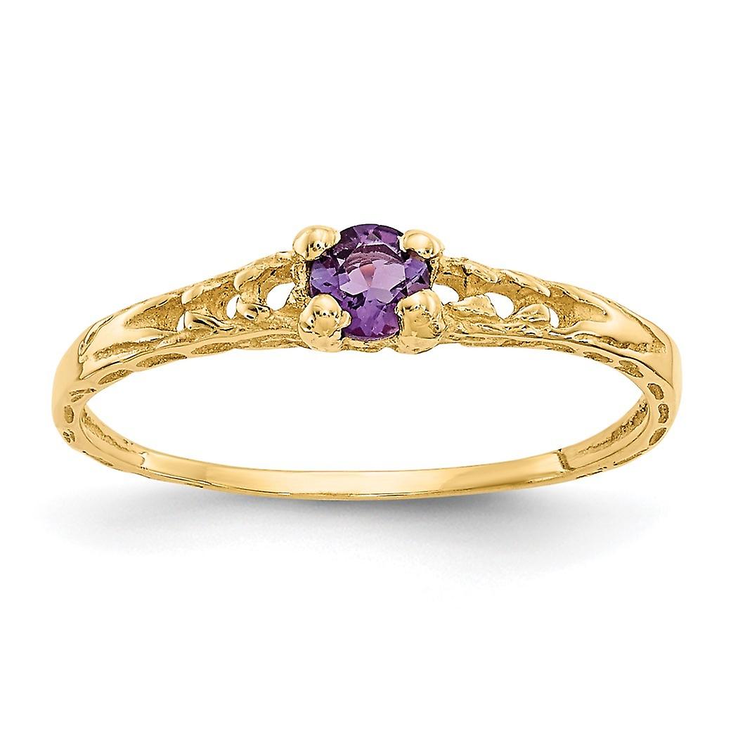 10k Solid Gold 3mm Amethyst Ring Size 3.00-Ring - .9 Grams