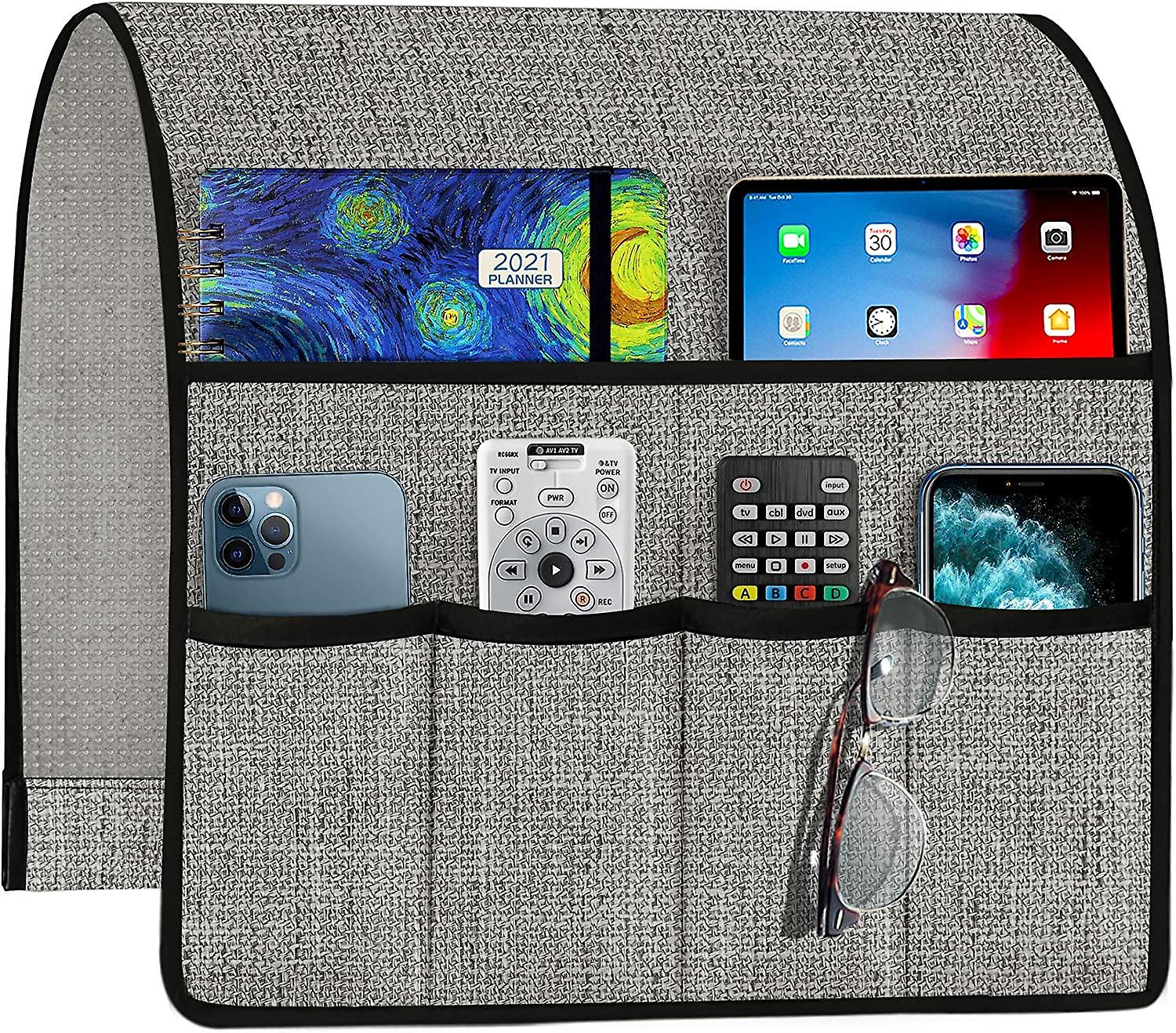Thick Linen Armchair Caddy, Tv Remote Holder For Couch Sofa, Armrest