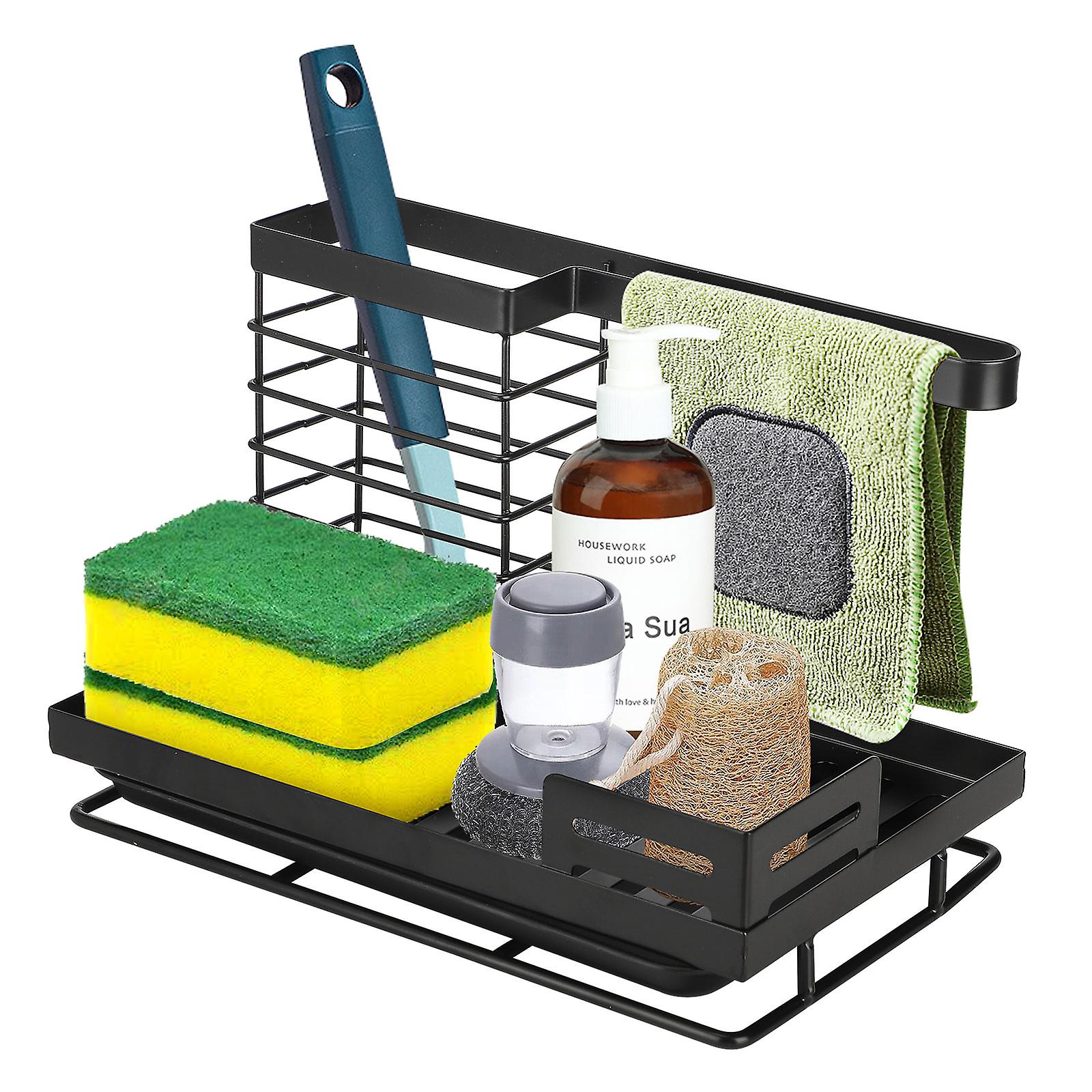 Sponge Cloth Holder Multifunctional Removable Sheet Metal Practical Durable White Black Space Saving Kitchen Racks