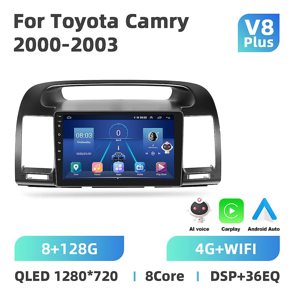 2din Bilradio Carplay För Toyota Camry 2000-2003 Multimedia Video Player GPS-navigering Ai Voice 8core DSP Auto Stereo