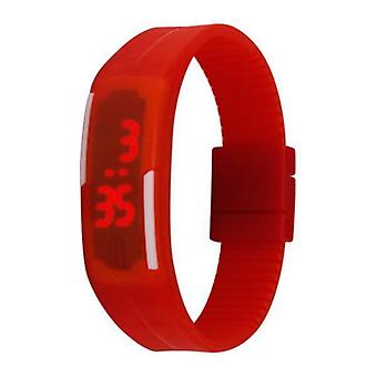 2xFashion Dzieci LED Elektroniczny zegarek Cyfrowy sportowy pas Czerwony