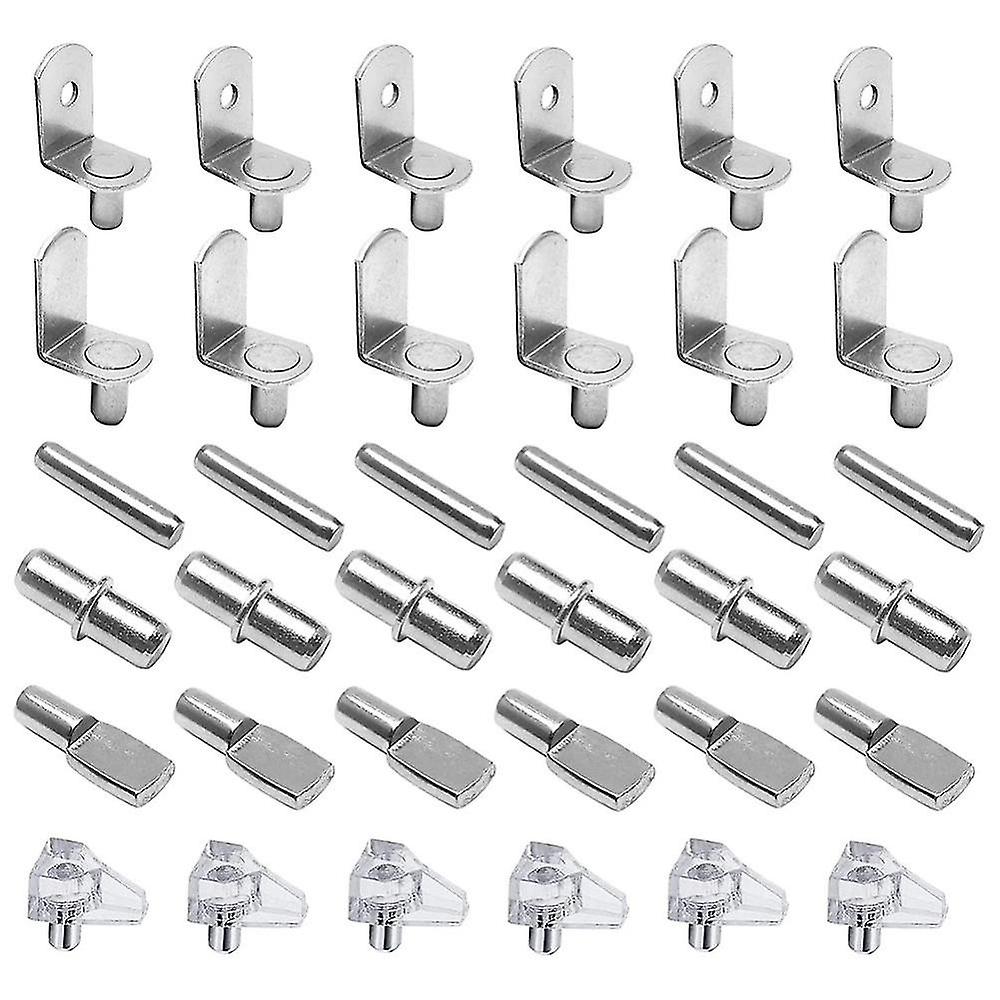 72pcs Shelf Pegs Support Kit, 6 Styles Shelf Pins, Nickel Plated Cabinet Shelf Pegs For Shelves Boo