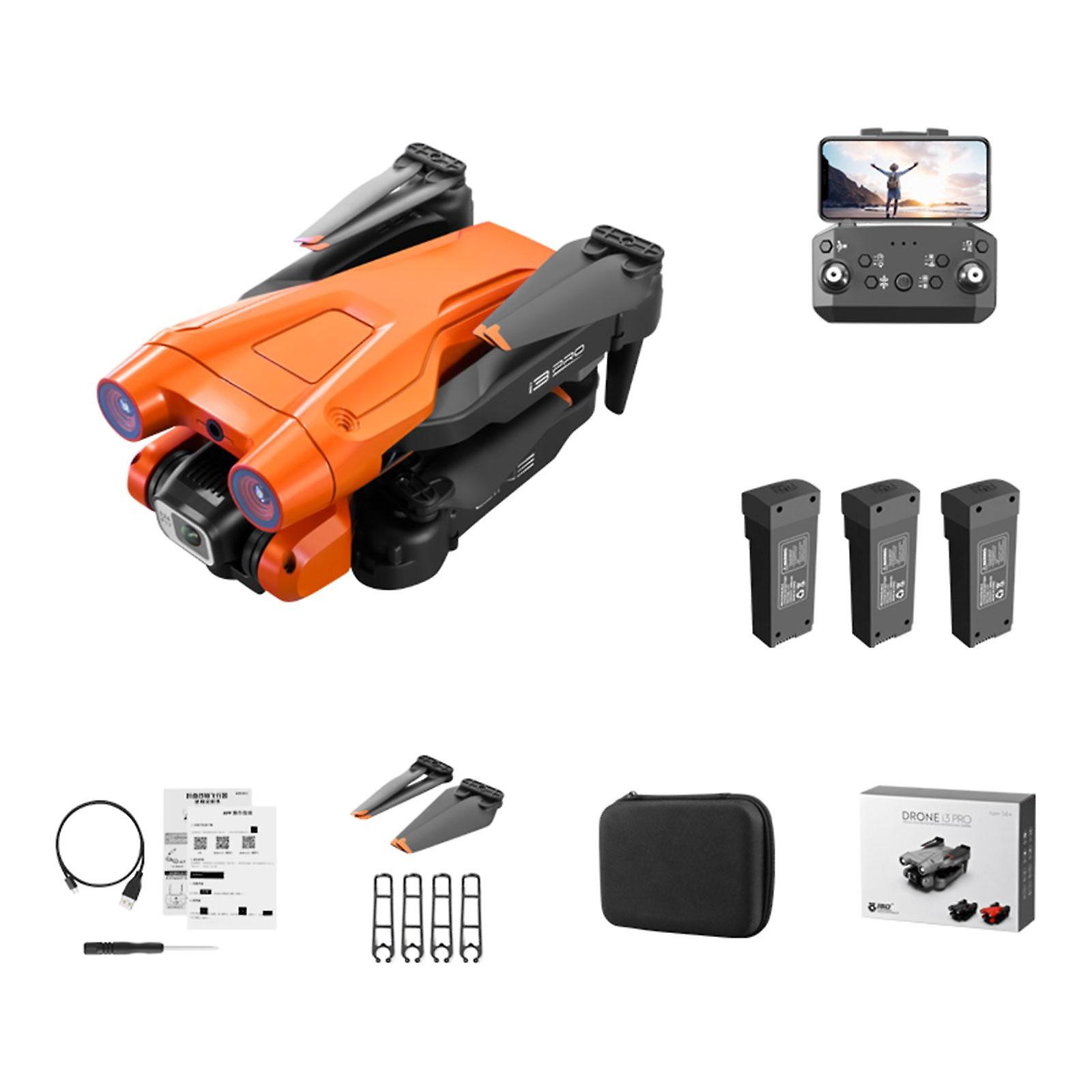 Portable RC Drone with 4K Cameras Mini Helicopter Drone for Beginners Boys Orange 3 Batteries